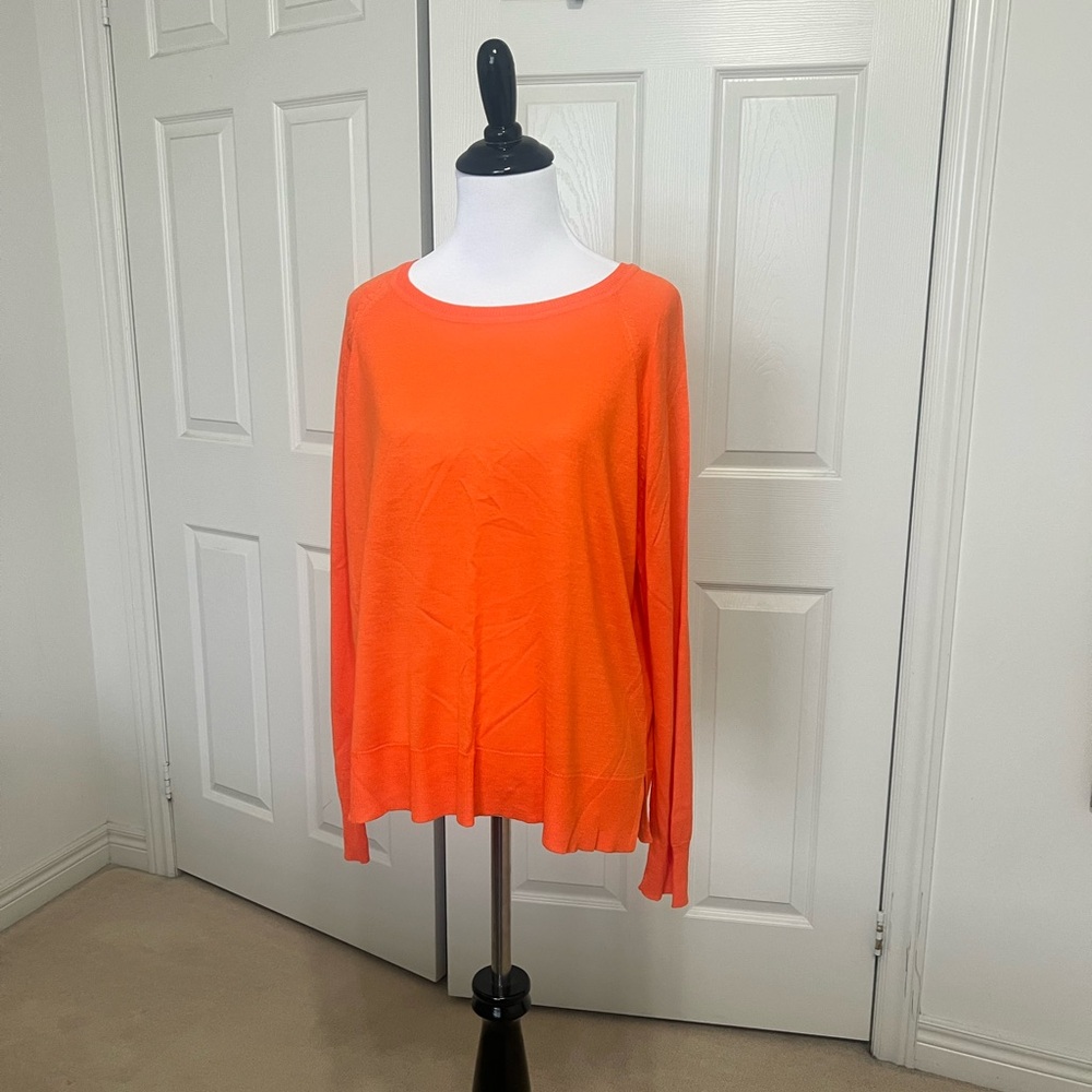 Zara Vibrant Orange Crew Neck Lightweight Sweater size medium